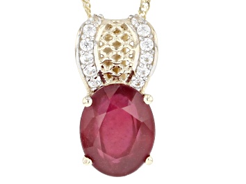 Picture of Pre-Owned Red Mahaleo(R) Ruby 10k Yellow Gold Pendant With Chain 2.31ctw