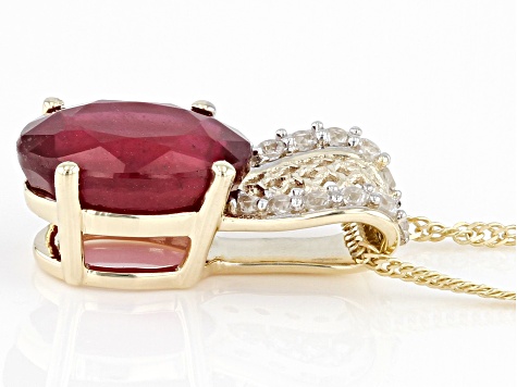 Pre-Owned Red Mahaleo(R) Ruby 10k Yellow Gold Pendant With Chain 2.31ctw
