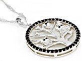 Pre-Owned White Mother-Of-Pearl Rhodium Over Silver Tree Of Life Pendant Chain 0.75ctw