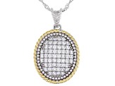 Pre-Owned White Cubic Zirconia Rhodium And 14K Yellow Gold Over Sterling Silver Pendant With Chain 1
