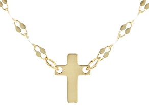 Pre-Owned 10K Yellow Gold Cross 18 Inch Mirror Necklace