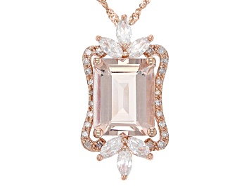Picture of Pre-Owned Peach Morganite 14k Rose Gold Pendant With Chain 2.96ctw
