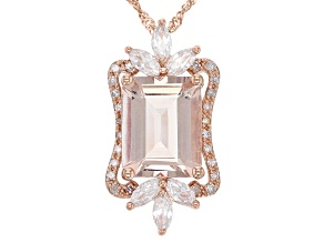 Pre-Owned Peach Morganite 14k Rose Gold Pendant With Chain 2.96ctw