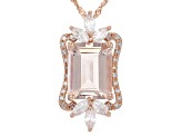 Pre-Owned Peach Morganite 14k Rose Gold Pendant With Chain 2.96ctw
