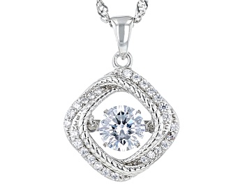 Picture of Pre-Owned White Cubic Zirconia Rhodium Over Sterling Silver Dancing Pendant 1.57ctw
