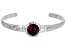 Pre-Owned Red Carnelian Rhodium Over Sterling Silver July Birthstone Hammered Cuff Bracelet