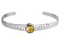 Pre-Owned Yellow Citrine Rhodium Over Sterling Silver November Birthstone Hammered Cuff Bracelet
