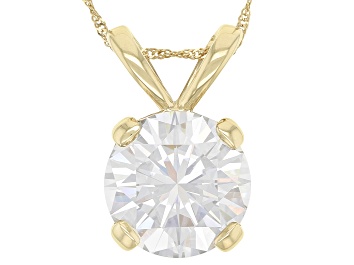 Picture of Pre-Owned Moissanite 14k Yellow Gold Solitaire Pendant 7.00ct DEW