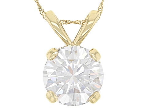 Pre-Owned Moissanite 14k Yellow Gold Solitaire Pendant 7.00ct DEW