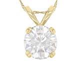 Pre-Owned Moissanite 14k Yellow Gold Solitaire Pendant 7.00ct DEW