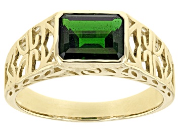Picture of Pre-Owned Green Chrome Diopside 10k Yellow Gold Men's Ring 2.00ct