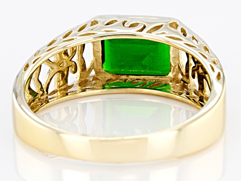 Pre-Owned Green Chrome Diopside 10k Yellow Gold Men's Ring 2.00ct