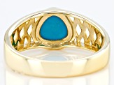 Pre-Owned Blue Sleeping Beauty Turquoise 10k Yellow Gold Men's Ring 8mm