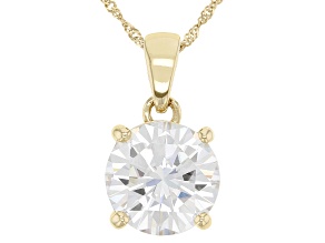 Pre-Owned Moissanite 14k Yellow Gold Solitaire Pendant 5.37ct DEW