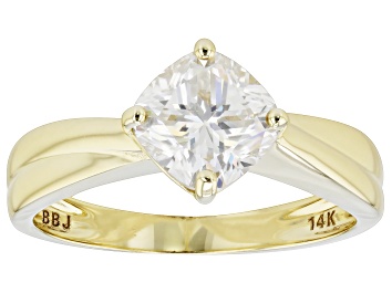Picture of Pre-Owned Moissanite 14k Yellow Gold Solitaire Ring 1.70ct D.E.W