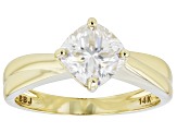 Pre-Owned Moissanite 14k Yellow Gold Solitaire Ring 1.70ct D.E.W