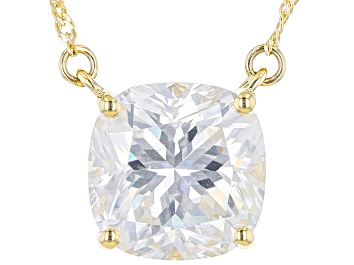Picture of Pre-Owned Moissanite 14k Yellow Gold Solitaire Necklace 3.30ct DEW