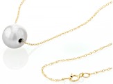 Pre-Owned 9-10mm Platinum Cultured Freshwater Pearl 14k Yellow Gold 18 Inch Slider Necklace