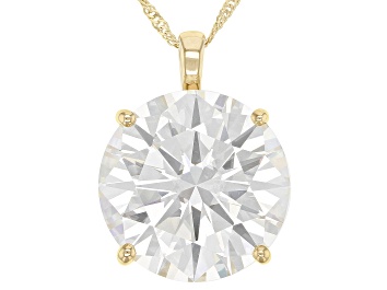 Picture of Pre-Owned Moissanite 14k Yellow Gold Solitaire Pendant 9.75ct DEW