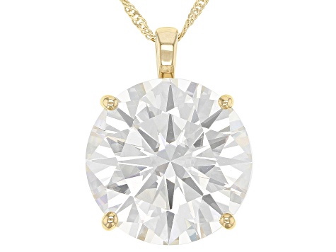 Pre-Owned Moissanite 14k Yellow Gold Solitaire Pendant 9.75ct DEW