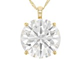 Pre-Owned Moissanite 14k Yellow Gold Solitaire Pendant 9.75ct DEW