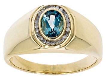 Picture of Pre-Owned London Blue Topaz 10k Yellow Gold Men's Ring 0.93ctw