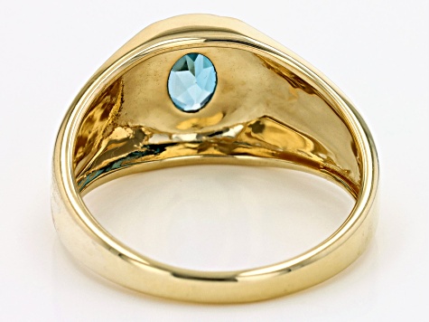 Pre-Owned London Blue Topaz 10k Yellow Gold Men's Ring 0.93ctw