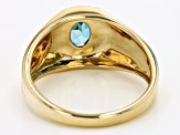 Pre-Owned London Blue Topaz 10k Yellow Gold Men's Ring 0.93ctw