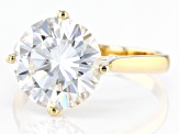 Pre-Owned Moissanite 14k Yellow Gold Solitaire Ring 7.00ct DEW