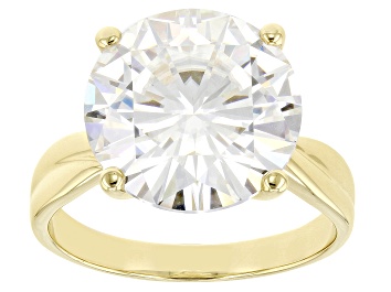 Picture of Pre-Owned Moissanite 14k Yellow Gold Solitaire Ring 12.00ct D.E.W