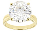 Pre-Owned Moissanite 14k Yellow Gold Solitaire Ring 12.00ct D.E.W
