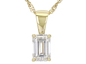 Picture of Pre-Owned Moissanite 14k Yellow Gold Solitaire Pendant .58ct DEW