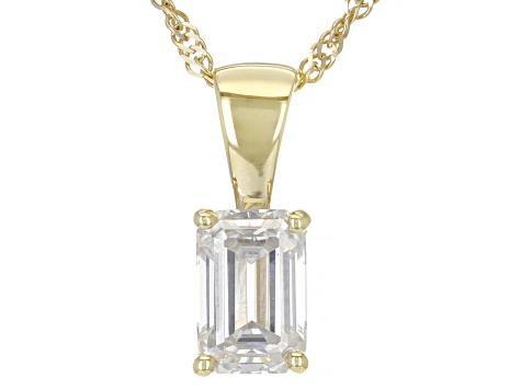 Pre-Owned Moissanite 14k Yellow Gold Solitaire Pendant .58ct DEW