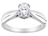 Pre-Owned Moissanite 14k White Gold Solitaire Ring .90ct DEW