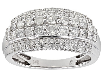 Picture of Pre-Owned White Diamond 14k White Gold Multi-Row Band Ring 1.00ctw