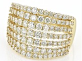 Pre-Owned White Diamond 14k Yellow Gold Wide Band Ring 2.00ctw