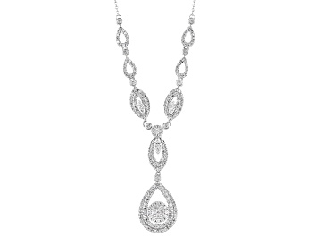 Picture of Pre-Owned White Diamond 14k White Gold Drop Necklace 1.50ctw