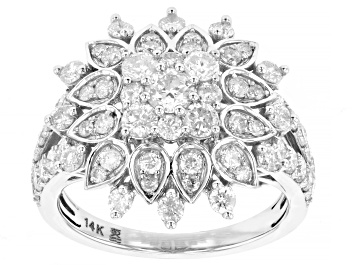Picture of Pre-Owned White Diamond 14k White Gold Cluster Ring 2.00ctw