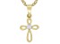 Pre-Owned White Lab Created Sapphire 18k Yellow Gold Over Sterling Silver Children's Cross Pendant/C