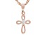 Pre-Owned White Lab Created Sapphire 18k Rose Gold Over Sterling Silver Children's Cross Pendant/Cha