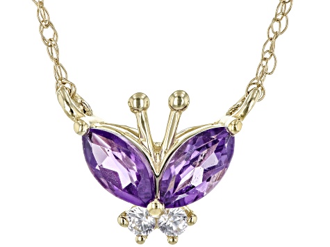 Pre-Owned Purple Amethyst 10k Yellow Gold Childrens Necklace 0.27ctw