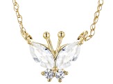 Pre-Owned White Zircon 10k Yellow Gold Childrens Necklace 0.42ctw