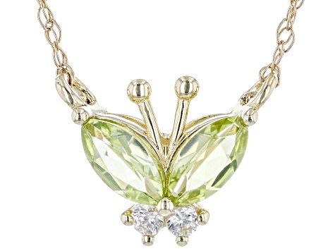 Pre-Owned Green Manchurian Peridot(TM) 10k Yellow Gold Childrens Necklace 0.29ctw