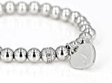 Pre-Owned White Zircon Rhodium Over Sterling Silver "J" Childrens Bracelet .14ctw