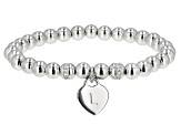 Pre-Owned White Zircon Rhodium Over Sterling Silver "L" Childrens Bracelet .14ctw