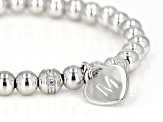 Pre-Owned White Zircon Rhodium Over Sterling Silver "M" Childrens Bracelet .14ctw