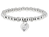 Pre-Owned White Zircon Rhodium Over Sterling Silver "S" Childrens Bracelet .14ctw