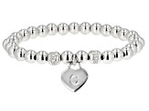 Pre-Owned White Zircon Rhodium Over Sterling Silver "C" Childrens Bracelet .14ctw