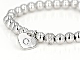 Pre-Owned White Zircon Rhodium Over Sterling Silver "C" Childrens Bracelet .14ctw
