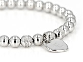 Pre-Owned White Zircon Rhodium Over Sterling Silver "E" Childrens Bracelet .14ctw